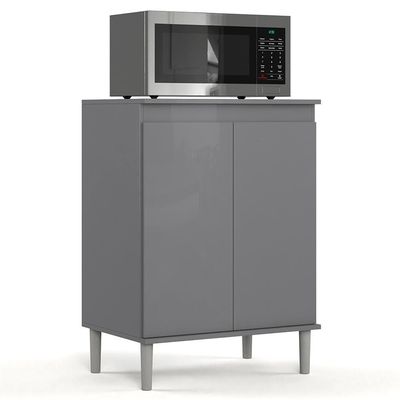 Balcão De Cozinha Com Tampo 2 Portas 61cm Italy Cinza - Ej Móveis