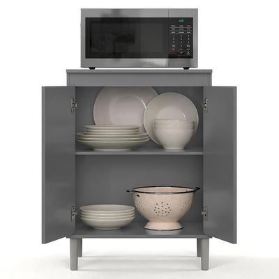 Balcão De Cozinha Com Tampo 2 Portas 61cm Italy Cinza - Ej Móveis