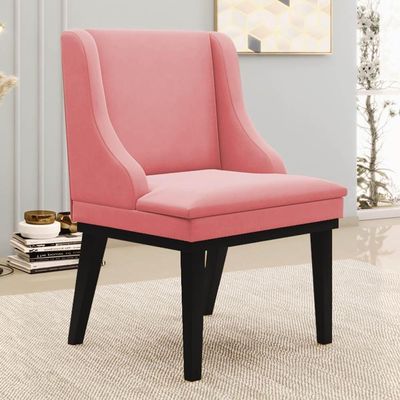Kit 8 Cadeiras Estofadas Para Sala De Jantar Base Fixa De Madeira Preto Lia Suede Rosê - Ibiza