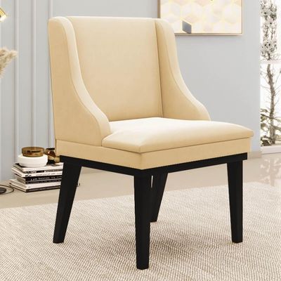 Kit 6 Cadeiras Estofadas Para Sala De Jantar Base Fixa De Madeira Preto Lia Suede Bege - Ibiza