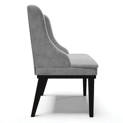 Kit 4 Cadeiras Estofadas Para Sala De Jantar Base Fixa De Madeira Preto Lia Suede Cinza - Ibiza