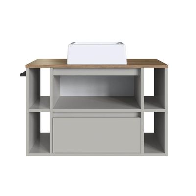 Gabinete Suspenso 80cm Mel Arena Com 4 Nichos Gaveta E Cuba BH8010MACUBA