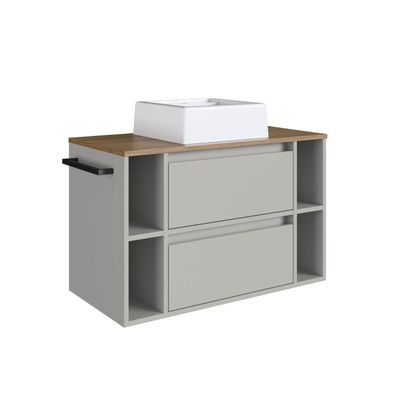 Gabinete Suspenso 80cm Mel Arena Com 4 Nichos Gaveta E Cuba BH8010MACUBA
