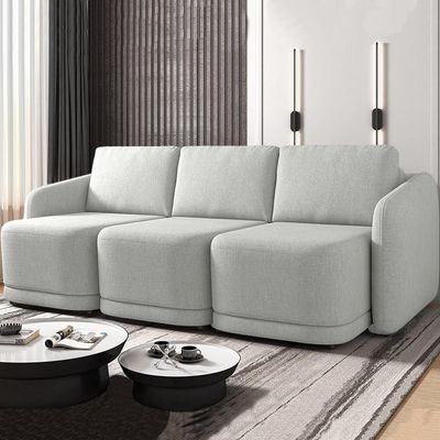 Sofá Cama Casal para Sala 276cm Polska K04 Linho Cinza - Mpozenato