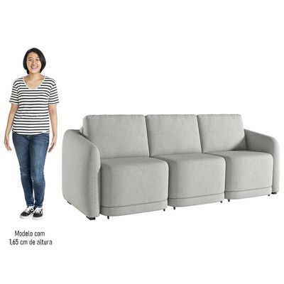 Sofá Cama Casal para Sala 276cm Polska K04 Linho Cinza - Mpozenato