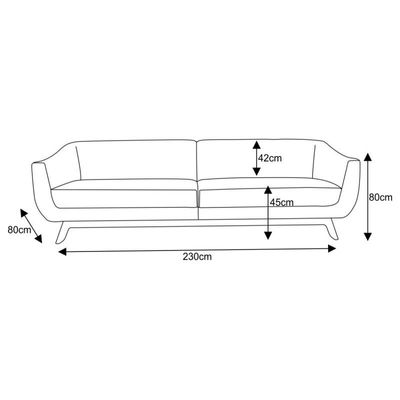 Sofá Atenas 3 Lugares 230cm C12 Branco - Domi