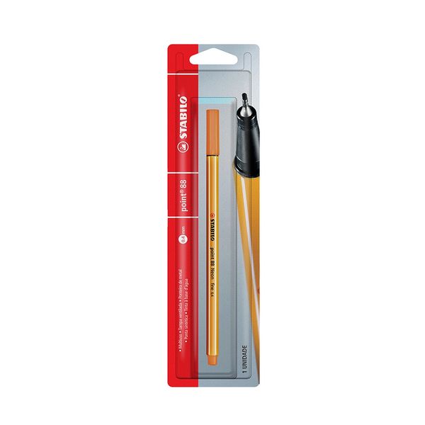 Caneta Hidrográfica Stabilo Point 88 Fine Laranja Neon 0.4mm