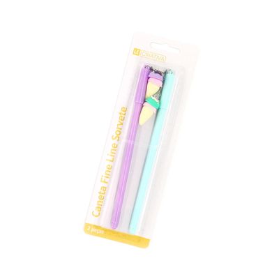 Caneta Fine Line Le Decorada Sorvete 0.5mm com 2 Unidades Colorida