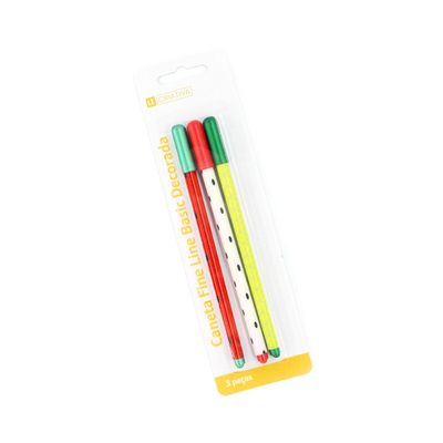 Caneta Fine Line Le Basic Decorada 0.5mm com 3 Unidades