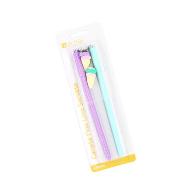 Caneta Fine Line Le Decorada Sorvete 0.5mm com 2 Unidades Colorida
