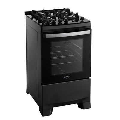 Fogão a Gás 4 Bocas Dako Novo Supreme Glass Mesa de Vidro Preto / Bivolt