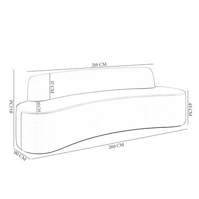 Sofá 4 Lugares para Sala de Estar Living 260cm Koane D06 Bouclê Cinza Escuro - Mpozenato