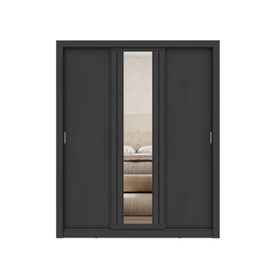 Guarda Roupa Casal 3 Portas Doha Lux 2 Gavetas Carraro Ripado Preto Touch