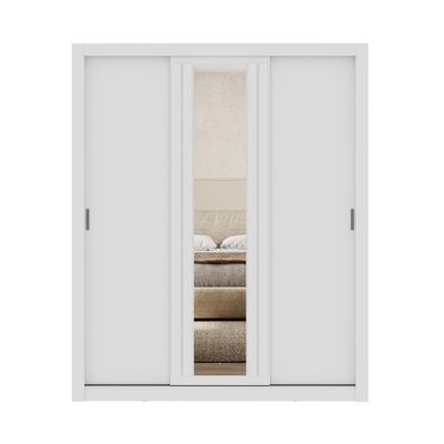 Guarda Roupa Casal 3 Portas Doha Lux 2 Gavetas Carraro Ripado Branco