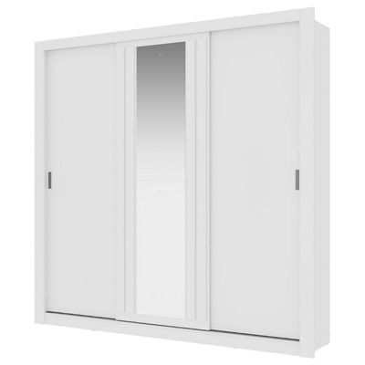 Guarda Roupa Casal 3 Portas Doha Lux 2 Gavetas Carraro Ripado Branco