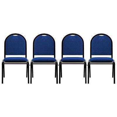 Kit 4 Cadeiras Hoteleiras Auditório Empilhável Linho M23 Azul - Mpozenato