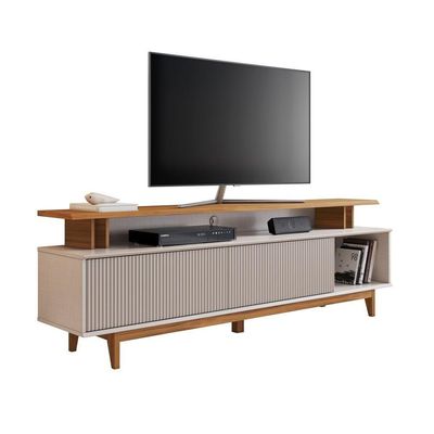 Rack Para Tv Até 75 Nt1385 Ripado Off White-freijó Notável Móveis Off White-freijó