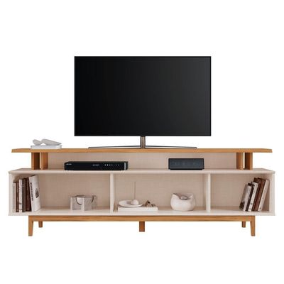 Rack Para Tv Até 75 Nt1385 Ripado Off White-freijó Notável Móveis Off White-freijó