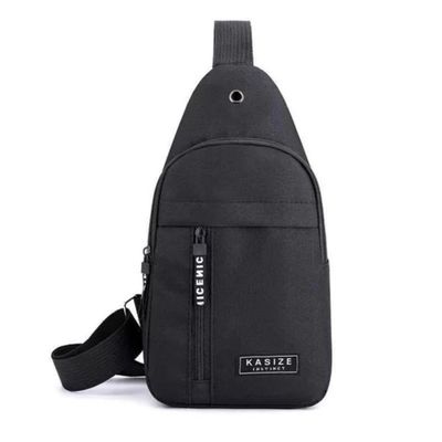 Bolsa Mochila Impermeável Transversal Crossbody Pochete De Peito Portátil Alça única Ajustável Preto