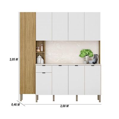 Armario De Cozinha Compacta 9 Portas 1 Gaveta Pulse Freijó-artico-riscatto