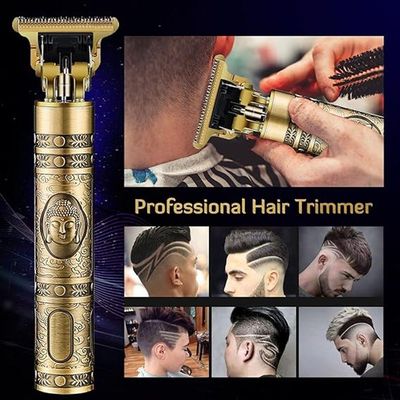 Maquina Cabelo Barba Profissional Dourada Dragão Recarregvel