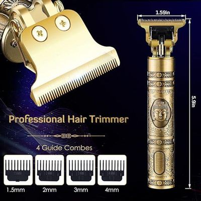 Maquina Cabelo Barba Profissional Dourada Dragão Recarregvel