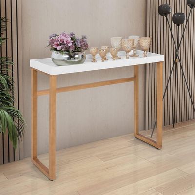 Aparador Buffet Slim Para Sala Cozinha Pés Madeira Tampo MDF Branco