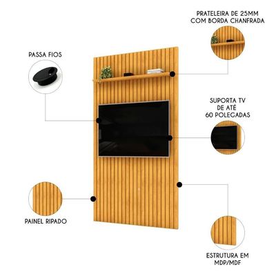 Painel 60 Pol 143cm Suspenso Ripado Noah D04 Cedro - Mpozenato