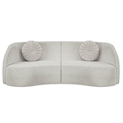 Sofá Decorativo 3 Lugares 240cm Com Almofadas E Poltrona Zion M22 Boucle Branco - Mpozenato