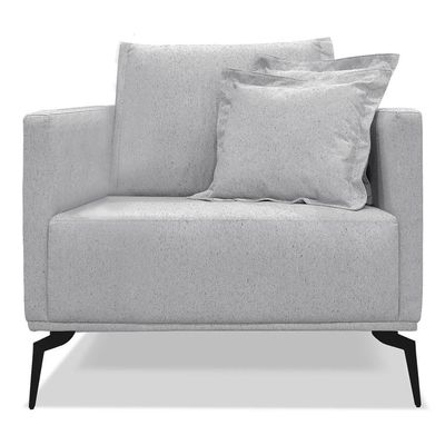 Poltrona Para Sala Pés De Metal Vecchia S06 Linho Grigio - Mpozenato