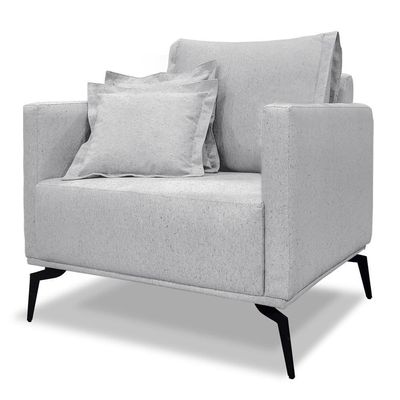 Poltrona Para Sala Pés De Metal Vecchia S06 Linho Grigio - Mpozenato