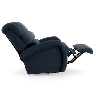 Poltrona Do Papai Reclinável Kalie Glider Giratória Usb Fh9 Veludo Azul - Mpozenato