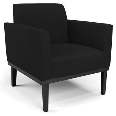Poltrona Decorativa Base Madeira Preto Maressa Linho Preto - Ibiza