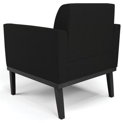 Poltrona Decorativa Base Madeira Preto Maressa Linho Preto - Ibiza