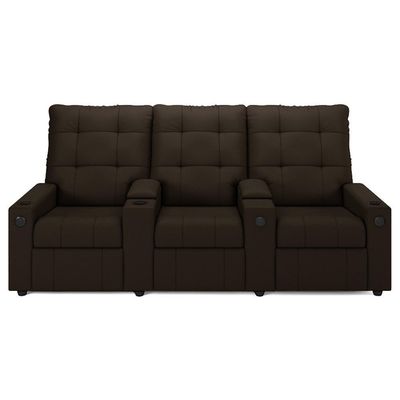 Poltrona De Cinema Reclinável 3 Lugares Baú Usb Mallie Fh9 Pu Marrom - Mpozenato