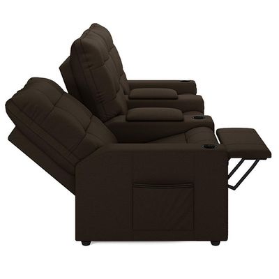 Poltrona De Cinema Reclinável 3 Lugares Baú Usb Mallie Fh9 Pu Marrom - Mpozenato
