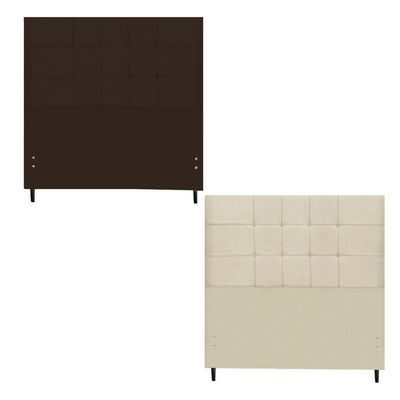 Kit Cabeceira Maveric Estofada Casal 144cm Marrom Botão Tecido + Cabeceira Maveric Solteiro 94cm New Foam