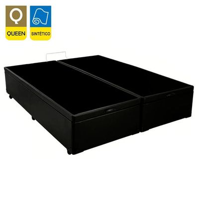 Cama Box Baú Queen Bipartido Sintético Serene Preto 158x198x44