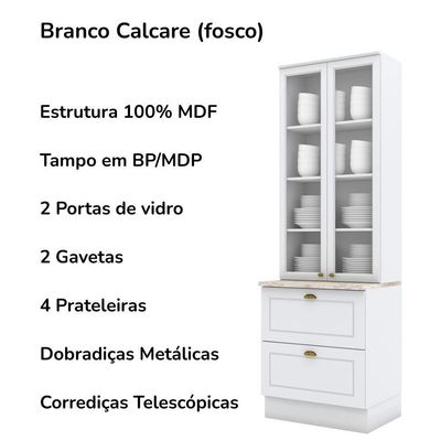 Cozinha Modulada 7 Pecas 343 Cm Ce172 Americana Henn Branco Calcare