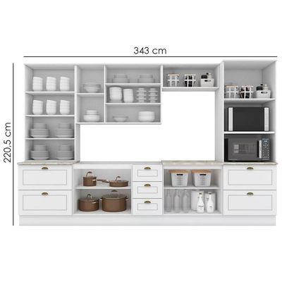 Cozinha Modulada 7 Pecas 343 Cm Ce172 Americana Henn Branco Calcare