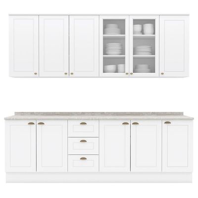 Cozinha Modulada 9 Pecas 240 Cm Ce856 Americana Henn Branco Calcare