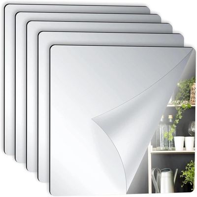 Kit 5 Espelho Adesivo Sala Jantar Acrilico Espelhado 5 Unidades Flexivel Quadrado 15x15cm Decorativo Auto Colante