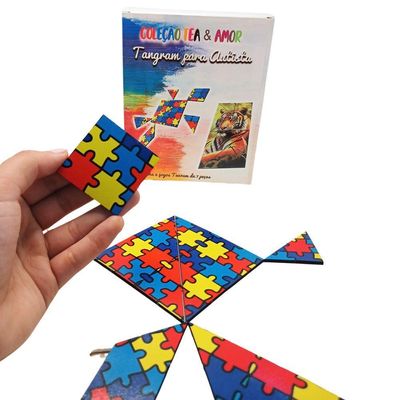 Kit De Tangram Duplo Para Autistas Divertido Em Mdf