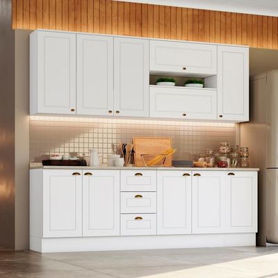 Cozinha Modulada 10 Pecas 240 Cm Ce792 Americana Henn Branco Calcare