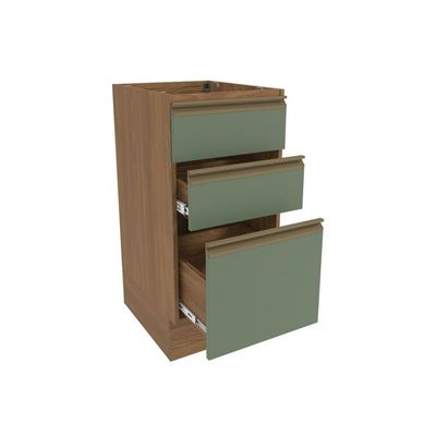 Balcão 3 Gavetas Kappesberg Celeste 100% Mdf Nogueira-verde Oliva 40cm