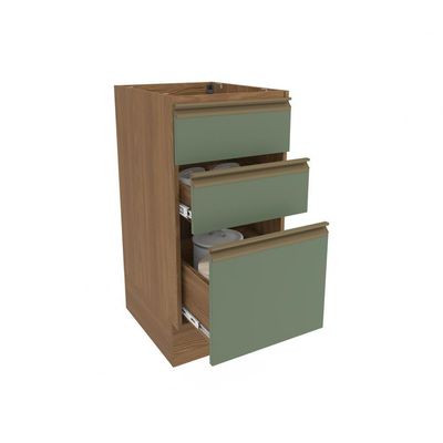 Balcão 3 Gavetas Kappesberg Celeste 100% Mdf Nogueira-verde Oliva 40cm