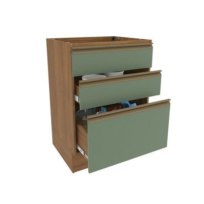 Balcão 3 Gavetas Kappesberg Celeste 100% Mdf Nogueira-verde Oliva 60cm