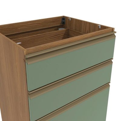Balcão 3 Gavetas Kappesberg Celeste 100% Mdf Nogueira-verde Oliva 60cm