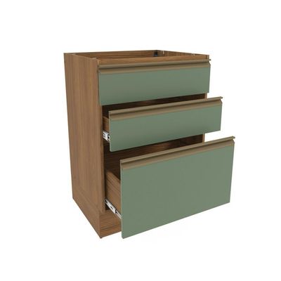 Balcão 3 Gavetas Kappesberg Celeste 100% Mdf Nogueira-verde Oliva 60cm