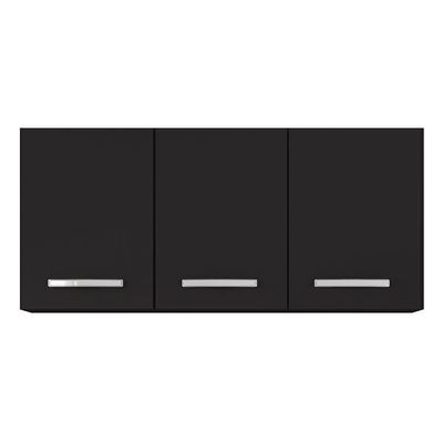 Armários De Cozinha Aéreo 3 Portas 120cm Kit 2 Honduras Preto - Lumil
